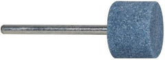 Tru-Maxx - 5/8" Head Diam x 1/2" Thickness, W194, Cylinder End, Aluminum Oxide Mounted Point - Blue, Medium Grade, 60 Grit, 23,900 RPM - A1 Tooling