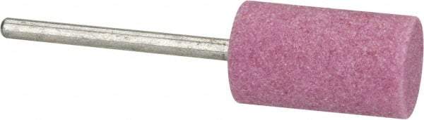 Tru-Maxx - 1/2" Head Diam x 1" Thickness, W187, Cylinder End, Aluminum Oxide Mounted Point - Pink, Medium Grade, 60 Grit, 26,250 RPM - A1 Tooling