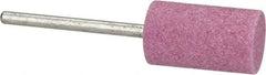 Tru-Maxx - 1/2" Head Diam x 1" Thickness, W187, Cylinder End, Aluminum Oxide Mounted Point - Pink, Medium Grade, 60 Grit, 26,250 RPM - A1 Tooling