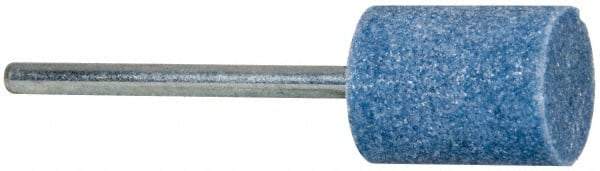 Tru-Maxx - 1/2" Head Diam x 3/4" Thickness, W186, Cylinder End, Aluminum Oxide Mounted Point - Blue, Medium Grade, 60 Grit, 40,500 RPM - A1 Tooling