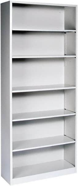 Hon - 6 Shelf, 81-1/8" High x 34-1/2" Wide Bookcase - 15-5/8" Deep, Steel, Light Gray - A1 Tooling