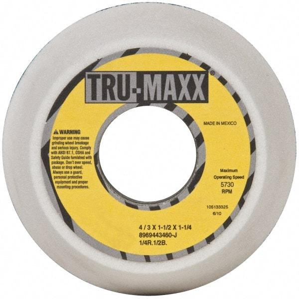 Tru-Maxx - 4" Diam, 1-1/4" Hole Size, 1-1/2" Overall Thickness, 60 Grit, Type 11 Tool & Cutter Grinding Wheel - Medium Grade, Aluminum Oxide, J Hardness, 5,730 RPM - A1 Tooling