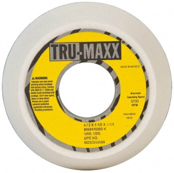 Tru-Maxx - 4" Diam, 1-1/4" Hole Size, 1-1/2" Overall Thickness, 80 Grit, Type 11 Tool & Cutter Grinding Wheel - Medium Grade, Aluminum Oxide, K Hardness, 5,730 RPM - A1 Tooling