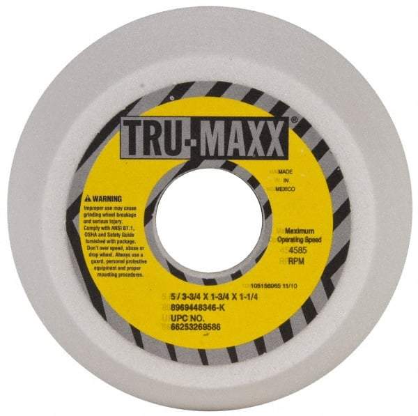 Tru-Maxx - 5" Diam, 1-3/4" Hole Size, 1-3/4" Overall Thickness, 46 Grit, Type 11 Tool & Cutter Grinding Wheel - Coarse Grade, Aluminum Oxide, K Hardness, 4,585 RPM - A1 Tooling