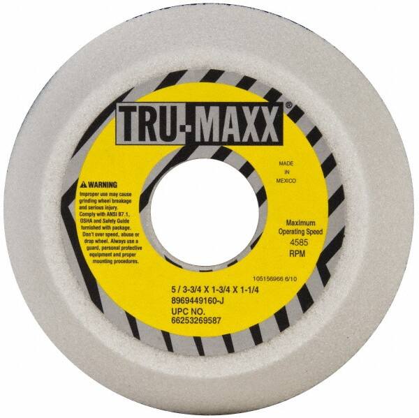 Tru-Maxx - 5" Diam, 1-3/4" Hole Size, 1-3/4" Overall Thickness, 60 Grit, Type 11 Tool & Cutter Grinding Wheel - Medium Grade, Aluminum Oxide, J Hardness, 4,585 RPM - A1 Tooling