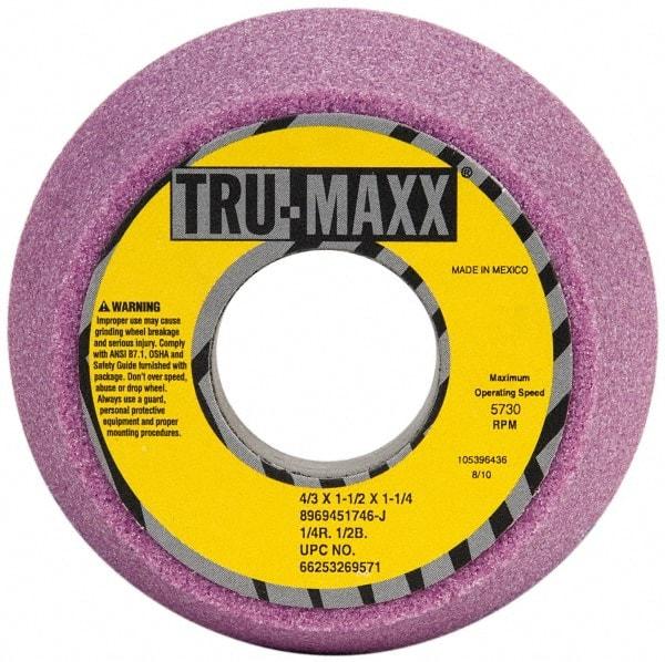 Tru-Maxx - 4" Diam, 1-1/4" Hole Size, 1-3/4" Overall Thickness, 46 Grit, Type 11 Tool & Cutter Grinding Wheel - Coarse Grade, Aluminum Oxide, J Hardness, 5,730 RPM - A1 Tooling