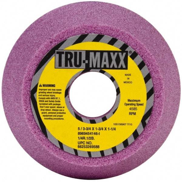 Tru-Maxx - 5" Diam, 1-1/4" Hole Size, 1-3/4" Overall Thickness, 46 Grit, Type 11 Tool & Cutter Grinding Wheel - Coarse Grade, Aluminum Oxide, I Hardness, 4,585 RPM - A1 Tooling