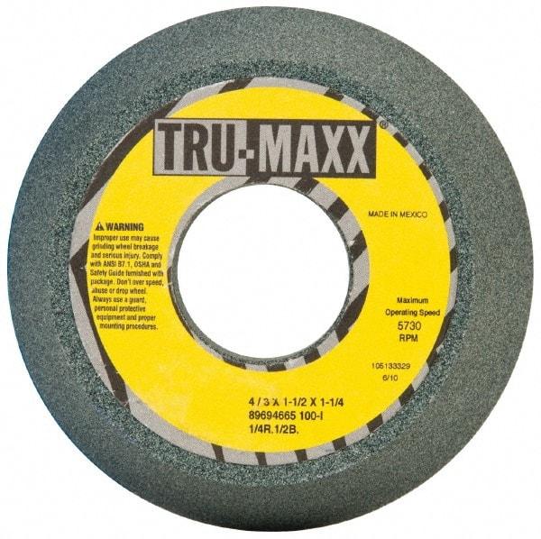 Tru-Maxx - 4" Diam, 1-1/4" Hole Size, 1-1/2" Overall Thickness, 100 Grit, Type 11 Tool & Cutter Grinding Wheel - Fine Grade, Silicon Carbide, I Hardness, 5,730 RPM - A1 Tooling