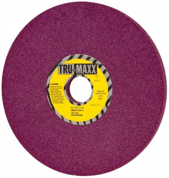 Tru-Maxx - 8" Diam x 1-1/4" Hole x 1/2" Thick, K Hardness, 60 Grit Surface Grinding Wheel - Aluminum Oxide, Type 1, Medium Grade, 3,600 Max RPM, No Recess - A1 Tooling