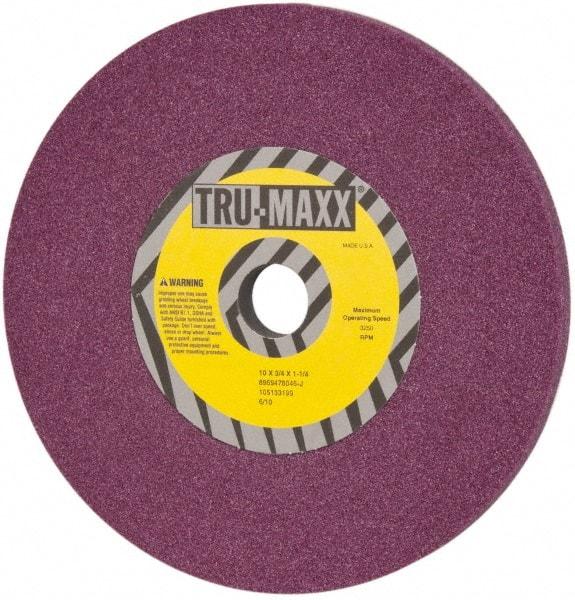 Tru-Maxx - 10" Diam x 1-1/4" Hole x 3/4" Thick, J Hardness, 46 Grit Surface Grinding Wheel - Aluminum Oxide, Type 1, Coarse Grade, 3,250 Max RPM, No Recess - A1 Tooling