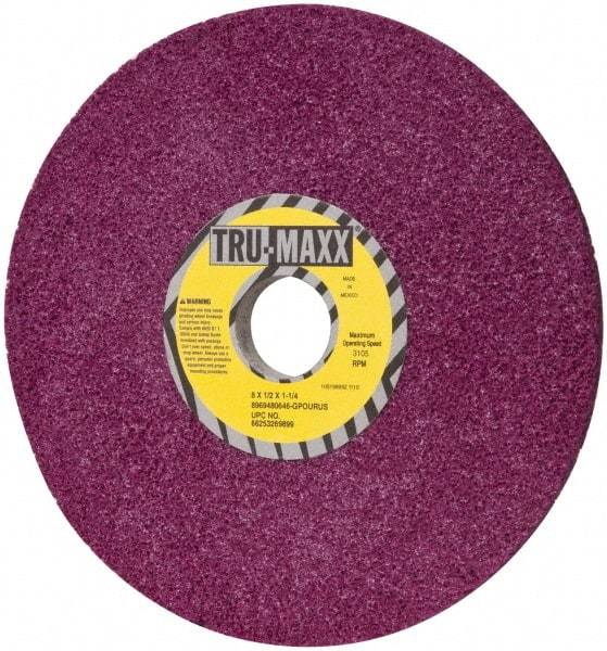 Tru-Maxx - 8" Diam x 1-1/4" Hole x 1/2" Thick, G Hardness, 46 Grit Surface Grinding Wheel - Aluminum Oxide, Type 1, Coarse Grade, 3,105 Max RPM, No Recess - A1 Tooling