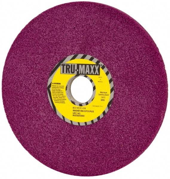 Tru-Maxx - 8" Diam x 1-1/4" Hole x 1/2" Thick, G Hardness, 60 Grit Surface Grinding Wheel - Aluminum Oxide, Type 1, Coarse Grade, 3,600 Max RPM, No Recess - A1 Tooling