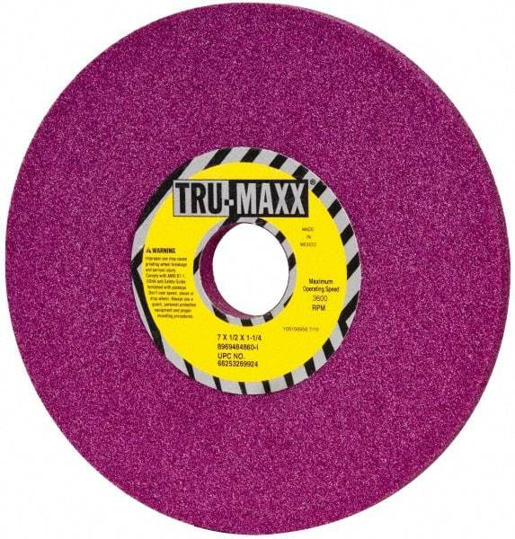 Tru-Maxx - 7" Diam x 1-1/4" Hole x 1/2" Thick, I Hardness, 60 Grit Surface Grinding Wheel - Aluminum Oxide, Type 1, Medium Grade, 3,600 Max RPM, No Recess - A1 Tooling