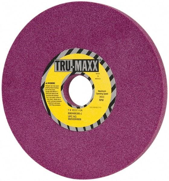 Tru-Maxx - 7" Diam x 1-1/4" Hole x 1/2" Thick, J Hardness, 80 Grit Surface Grinding Wheel - Aluminum Oxide, Type 1, Medium Grade, 3,600 Max RPM, No Recess - A1 Tooling