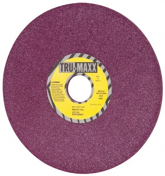 Tru-Maxx - 8" Diam x 1-1/4" Hole x 1/4" Thick, J Hardness, 46 Grit Surface Grinding Wheel - Aluminum Oxide, Type 1, Coarse Grade, 3,600 Max RPM, No Recess - A1 Tooling