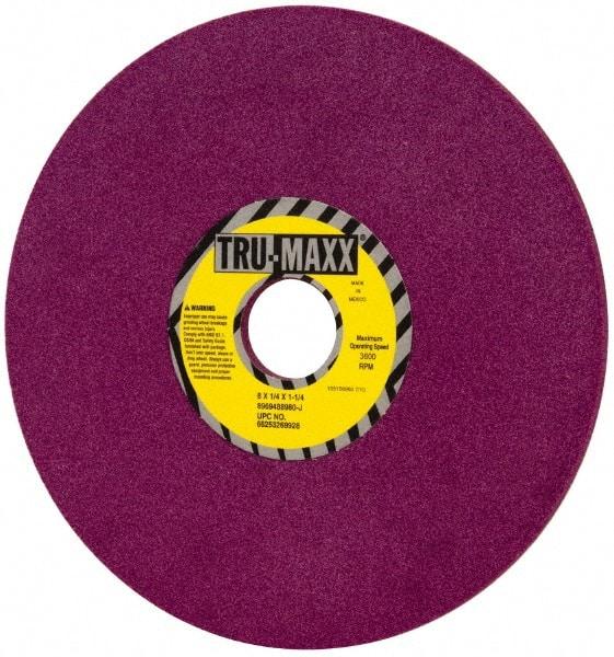 Tru-Maxx - 8" Diam x 1-1/4" Hole x 1/4" Thick, J Hardness, 80 Grit Surface Grinding Wheel - Aluminum Oxide, Type 1, Medium Grade, 3,600 Max RPM, No Recess - A1 Tooling