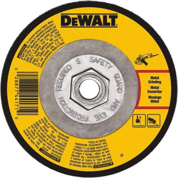 DeWALT - 24 Grit, 9" Wheel Diam, 1/4" Wheel Thickness, Type 27 Depressed Center Wheel - Aluminum Oxide, Resinoid Bond, 6,600 Max RPM - A1 Tooling