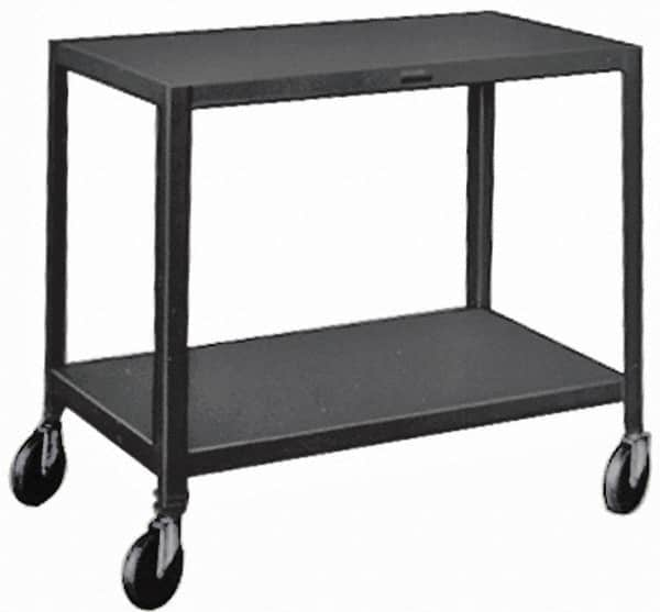 Made in USA - 500 Lb Capacity, 24" Wide x 48" Long x 34-1/2" High Service Cart - 2 Shelf, Steel, Swivel Casters - A1 Tooling