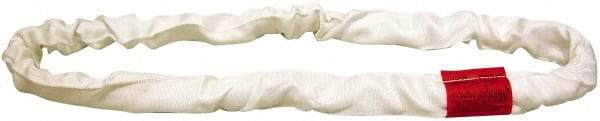 Lift-All - 7' Long x 2-1/8" Wide, Polyester Web Sling - 13,400 Lb Choker Capacity, 1-3/8" Diam Chain, White - A1 Tooling