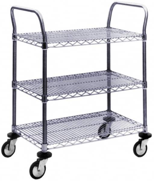 Value Collection - 600 Lb Capacity, 18" Wide x 60" Long x 39" High Wire Cart - 3 Shelf, Steel, Swivel Casters - A1 Tooling