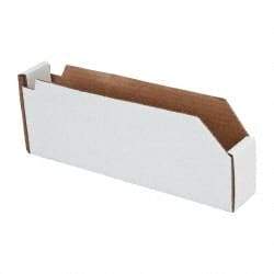 Made in USA - 12" Deep, White Corrugated Cardboard Hopper Shelf Bin - 4" High x 2" Wide x 12" Long - A1 Tooling