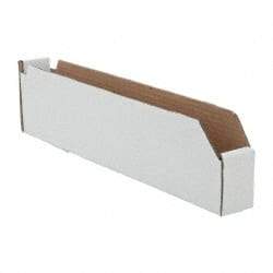 Made in USA - 18" Deep, White Corrugated Cardboard Hopper Shelf Bin - 4" High x 2" Wide x 18" Long - A1 Tooling