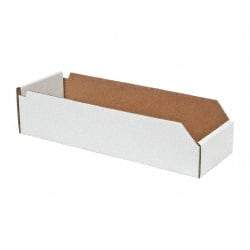 Made in USA - 18" Deep, White Corrugated Cardboard Hopper Shelf Bin - 4" High x 6" Wide x 18" Long - A1 Tooling