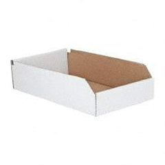 Made in USA - 18" Deep, White Corrugated Cardboard Hopper Shelf Bin - 4" High x 10" Wide x 18" Long - A1 Tooling