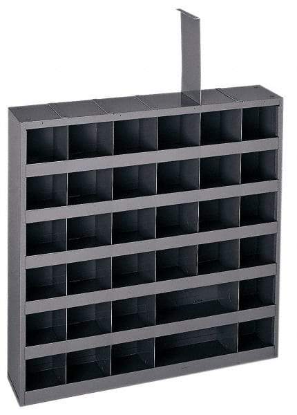 Durham - 36 Bin Bin Shelving Unit with Removable Dividers - 23-3/4 Inch Overall Width x 4-3/4 Inch Overall Depth x 23-3/4 Inch Overall Height, Gray Steel Bins - A1 Tooling