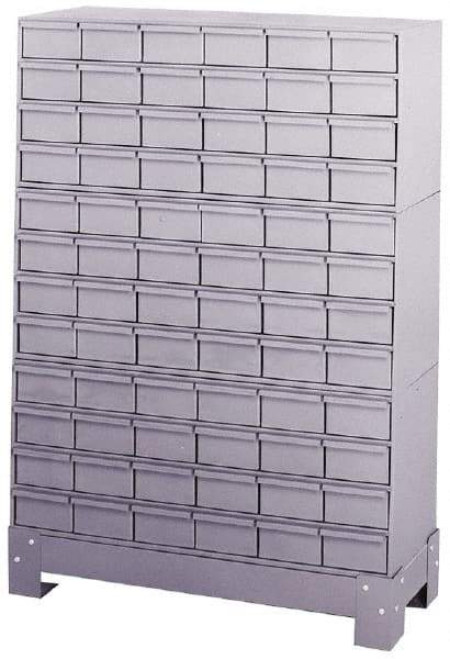 Durham - 72 Bin Bin Shelving Unit with Drawers - 34-1/8 Inch Overall Width x 12-1/4 Inch Overall Depth x 48-1/8 Inch Overall Height, Gray Steel Bins - A1 Tooling