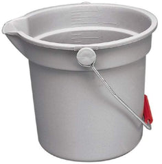 Rubbermaid - 14 Qt, 11-1/4" High, Plastic Round Gray Single Pail with Pour Spout - Handle Included, 12" Top Diam - A1 Tooling