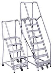 PW Platforms - 8 Step Ladder - Rolling Safety Ladder, 300 Lb Capacity, 80" Platform Height, 32" Base Width x 61" Base Depth, Perforated Tread - A1 Tooling