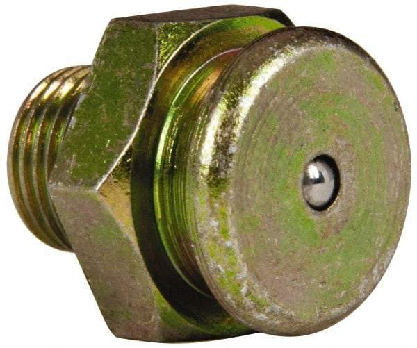 Value Collection - Straight Head Angle, 1/8 NPT Steel Button-Head Grease Fitting - 15.88mm Hex - A1 Tooling