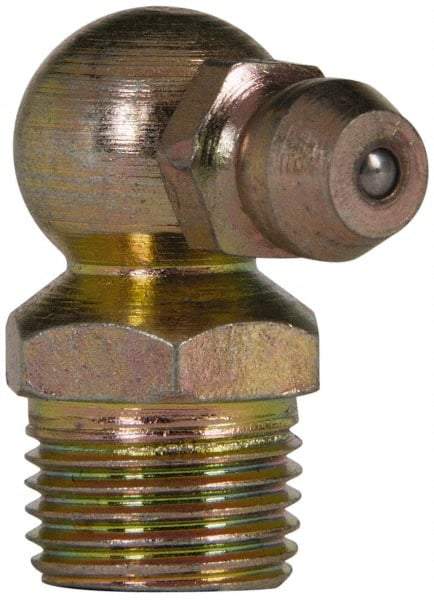 Value Collection - 90° Head Angle, 1/8 NPT Steel Standard Grease Fitting - 11.11mm Hex - A1 Tooling