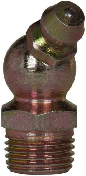 Value Collection - 45° Head Angle, 1/8 NPT Steel Standard Grease Fitting - 11.11mm Hex - A1 Tooling