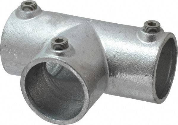 Kee - 2" Pipe, 90° Three Socket Tee, Malleable Iron Tee Pipe Rail Fitting - Galvanized Finish - A1 Tooling