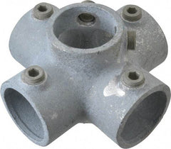 Kee - 1-1/2" Pipe, Four Socket Cross, Malleable Iron Cross Pipe Rail Fitting - Galvanized Finish - A1 Tooling