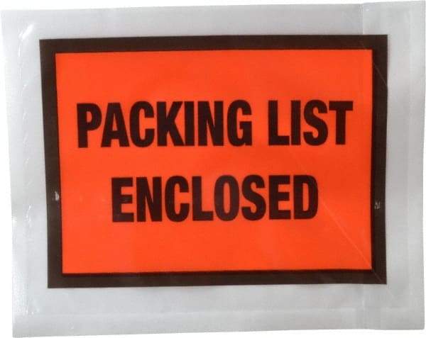 Nifty Products - 1,000 Piece, 5-1/2" Long x 4-1/2" Wide, Envelope - Packing List Enclosed, Orange Full Faced - A1 Tooling