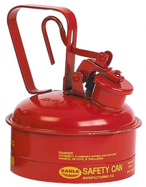 Eagle - 2 Qt Galvanized Steel Type I Safety Can - 8-3/4" High x 6-3/4" Diam, Red with Yellow - A1 Tooling