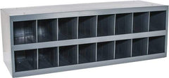 Durham - 16 Bin Bin Shelving Unit with Openings - 33-3/4 Inch Overall Width x 12 Inch Overall Depth x 11-1/2 Inch Overall Height, Gray Steel Bins - A1 Tooling