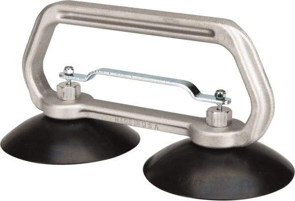 Made in USA - 75 Lb. Capacity Heavy Duty Double Cup Sheet Metal Lifter with Release Trigger - 10 Inch Handle Length and 5 Inch Cup Diameter - A1 Tooling