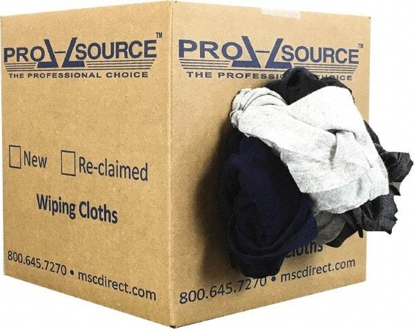 PRO-SOURCE - Reclaimed Poly/Cotton T-Shirt Rags - Assorted Colors, Polo, Low Lint, 5 Lbs. at 3 to 4 per Pound, Box - A1 Tooling