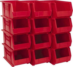 Akro-Mils - 60 Lb. Load Capacity, 14-3/4" Deep, Red Polymer Hopper Stacking Bin - 7" High x 8-1/4" Wide x 14-3/4" Long - A1 Tooling