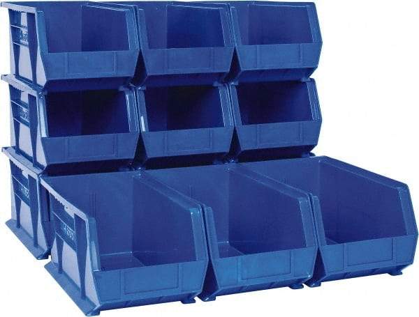 Akro-Mils - 60 Lb. Load Capacity, 14-3/4" Deep, Blue Polymer Hopper Stacking Bin - 7" High x 8-1/4" Wide x 14-3/4" Long - A1 Tooling