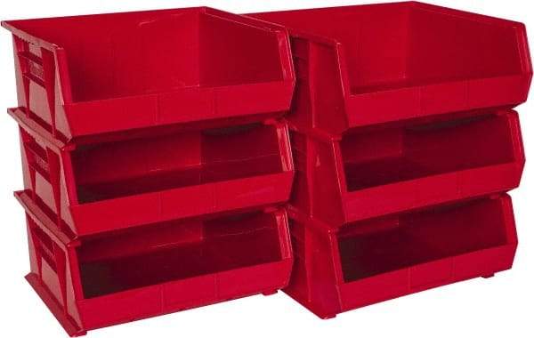 Akro-Mils - 75 Lb. Load Capacity, 14-3/4" Deep, Red Polymer Hopper Stacking Bin - 7" High x 16-1/2" Wide x 14-3/4" Long - A1 Tooling