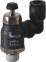 Legris - 3/8" Tube OD x 1/4" Male NPT Compact Swivel Outlet Flow Control Regulator - 0 to 145 psi & Nylon Material - A1 Tooling