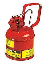 Justrite - 1 Qt Steel Type I Safety Can - 8-1/4" High x 4-3/8" Diam, Red - A1 Tooling