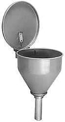 Justrite - 10" High x 10-3/4" Diam, Galvanized Steel, Self Closing Drum Funnel with Flame Arrester - 32" Arrester/Tube Length, 30 to 50 Gal Drum/Pail Capacity - A1 Tooling