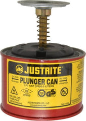 Justrite - 1 Pint Capacity, 5-1/4 Inch High x 4-7/8 Inch Diameter, Steel Plunger Can - 2-3/4 Inch Dasher Diameter, Red, Approval Listing/Regulation FM - A1 Tooling