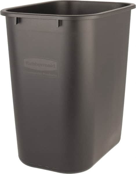 Rubbermaid - 28 Qt Black Rectangle Trash Can - Polyethylene, 15" High x 14-3/8" Long x 10-1/4" Wide - A1 Tooling